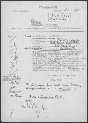 Riedenberg: Visitationsbericht mit Pfarrbericht 1965