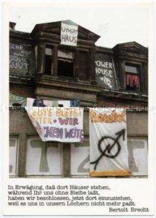 Postkarte zum Thema Hausbesetzung