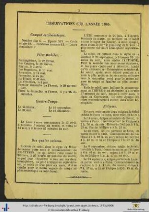 Observations sur l'année 1885.
