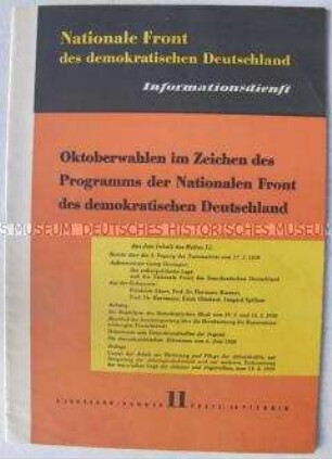 Informationsdienst der Nationalen Front zu den Volkskammerwahlen 1950 (Informationsdienst Jg. 3 (1950), Nr. 11)