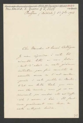 Brief an Ferruccio Busoni : 01.09.1903