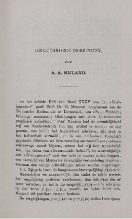 Logarithmische coordinaten.