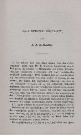 Logarithmische coordinaten.