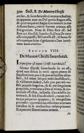 Sectio VIII. De Munere Christi Sacerdotali.