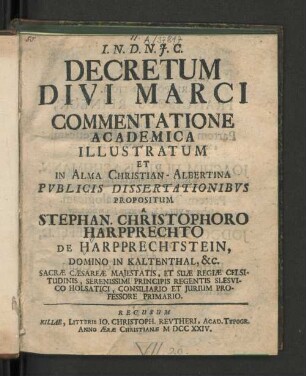 Decretum Divi Marci Commentatione Academica Illustratum ...