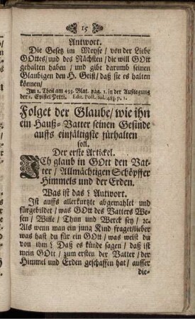Folget der Glaube, wie ihn ein Hauß-Vatter seinen Gesinde auffs einfältigste fürhalten soll.