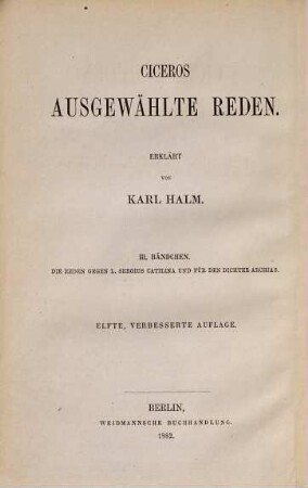 Cicero's ausgewählte Reden, 3