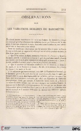 Observations sur les variations horaires du baromètre
