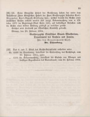22. Das 6. und 7. Stück des Reichs-Gesetzblatts enthalten unter ...