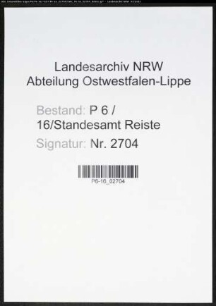 Heiratsregister Standesamt Reiste