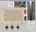 Gerard Paele Richter, Gerard Elreborn und Fetschin Collyn, Schöffen, bekennen, daß, nachdem Heinrich Tybis der Wirt und s. T. Catharina an Hupprecht Vriesen ein Erbe gegeben haben Haus und Erbe in der Trichtergasse neben Johann Gurdelmachers Erbe für 4 Gulden Rente, sie diese Rente nun übertragen an Bruder Vincentius von Bontgenbach, Procurator der Prediger in Aachen. 1491. des vynffden daigh in Julio genant Heumaent.