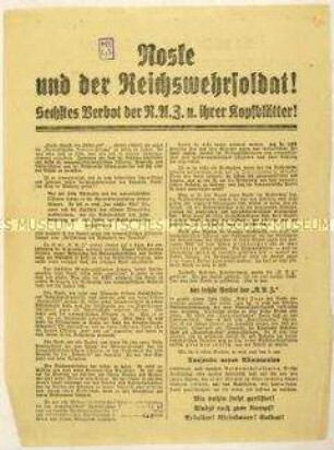 Flugblatt der KPD gegen das Verbot der Niedersächsischen Arbeiter-Zeitung