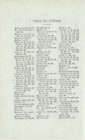 TABLE DES AUTEURS.