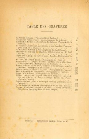 Table des gravures