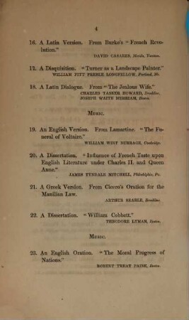 Order of performances for exhibition. 1855, 1. Mai