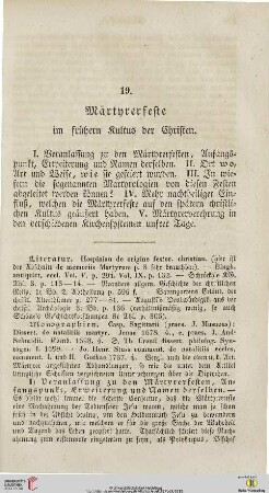 19. Märtyrerfeste im frühen Kultus der Christen