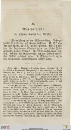 19. Märtyrerfeste im frühen Kultus der Christen