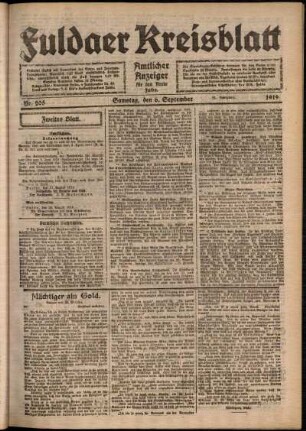 Zweite Ausgabe vom Samstag, den 06. September 1919.