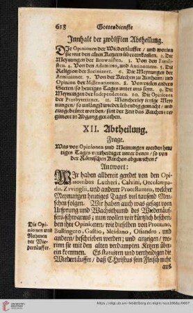 Innhalt der zwölffden Abtheilung