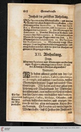 Innhalt der zwölffden Abtheilung
