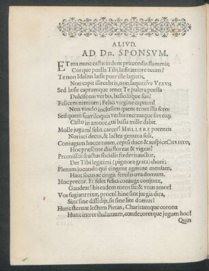 Aliud. Ad Dn. Sponsum.