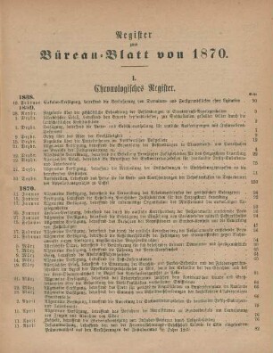 Register zum Bureau-Blatt von 1870