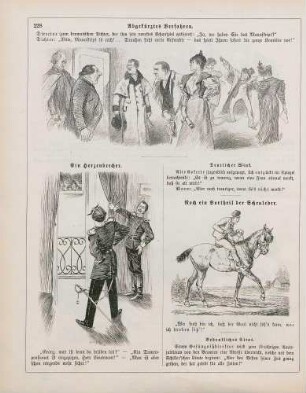 "Abgekürztes Verfahren" "Ein Herzensbrecher" "Noch ein Vortheil der Scheuleder"