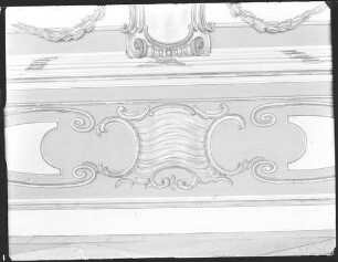 Potsdam, Neues Palais, 1. Obergeschoß, Obere Galerie, R.: 241, unteres mittleres Wanddetail der Westseite.