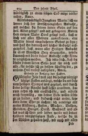 Gebeth zu Anfang der Fasten. - Wallfahrts-Gebethe.