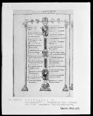 Evangeliar aus Alspach (Elsass) — Capitulare-Seite, Folio 112verso