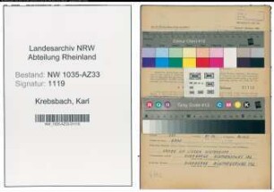 Entnazifizierung Karl Krebsbach , geb. 25.08.1900 (Arbeiter)