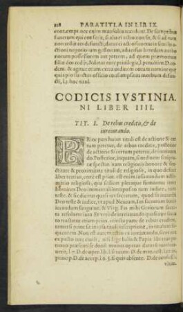 Codicis Iustiniani Liber IIII.