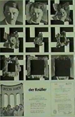 Politisch-satirisches Plakat zum gerichtlichen Verbot, F.J. Strauß im Zusammenhang mit Hitlerabbildungen darzustellen