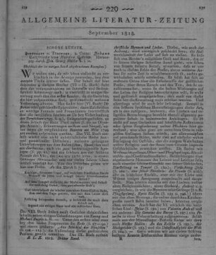 Herder, J. G.: Gedichte. Hrsg. v. J. G. Müller. Stuttgart, Tübingen: Cotta 1817 (Beschluss der im vorigen Stück abgebrochenen Recension)