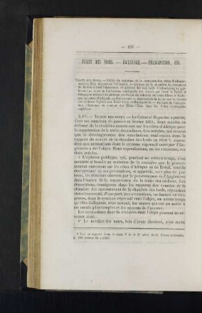 Traite des noirs.- Esclavage.- Emancipation, etc.