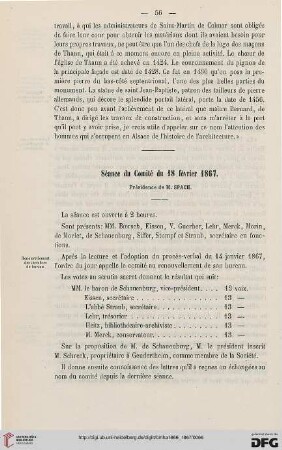 Séance du Comité du 18 février 1867