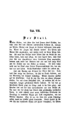 Tab. VII: Der Stall