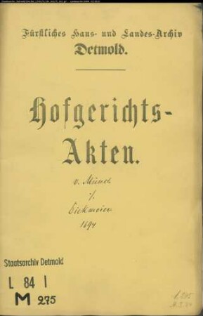 von Münch, Henrich, Landdrost gegen Hans Bartold Diekmeier zu Lockhausen - Schuldforderung
