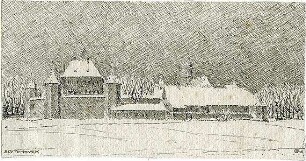 Gsaenger, Gustav; u.a.: Lenggries, Reichenau, Holzhausen, Dachau, Obermenzing, Blutenburg; Skizzenbuch: 'Jugendblätter bunt gemischt - Blutenburg (Perspektive)