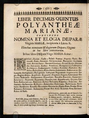 566-576, Inhalt; Rachel - Refocillatrix