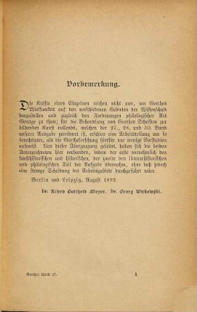 Goethes Werke, 27. Winckelman, Philipp Hackert: Reden und Ansprachen