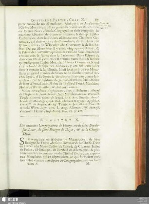 Chapitre X. Des anciennes Congregations de Fleury, ou de saint Benoît-sur-Loire, de saint Benigne de Dijon, & de la Chaise-Dieu
