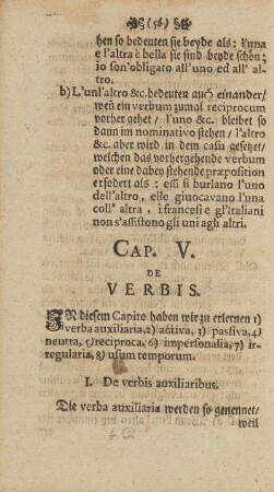 Cap. V. De Verbis.