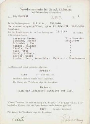 Hirn, Wilhelm