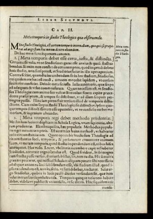 Cap. II. Meta temporis in studio Theologico quae obseruanda.