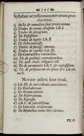 Syllabus accessionum novarum præcipuarum.
