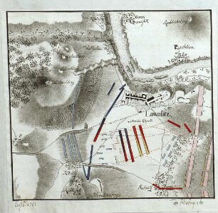 WHK 24 Deutscher Siebenjähriger Krieg 1756-1763: Plan der Schlacht bei Lobositz zwischen der preußischen Armee und der österreichischen Armee, 1. Oktober 1756