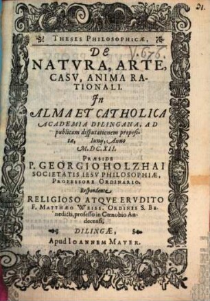 Theses philos. de natura, arte, casu, anima rat.