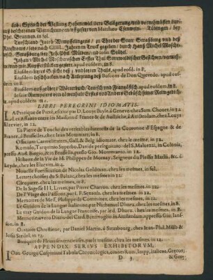 Appendix Serius Exhibitorum.
