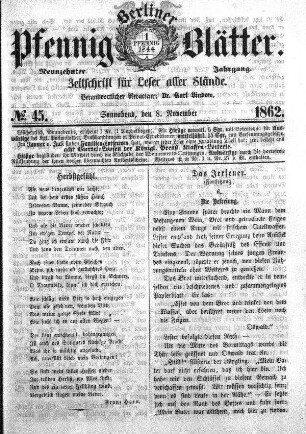 No. 45, Sonnabend, den 8. November